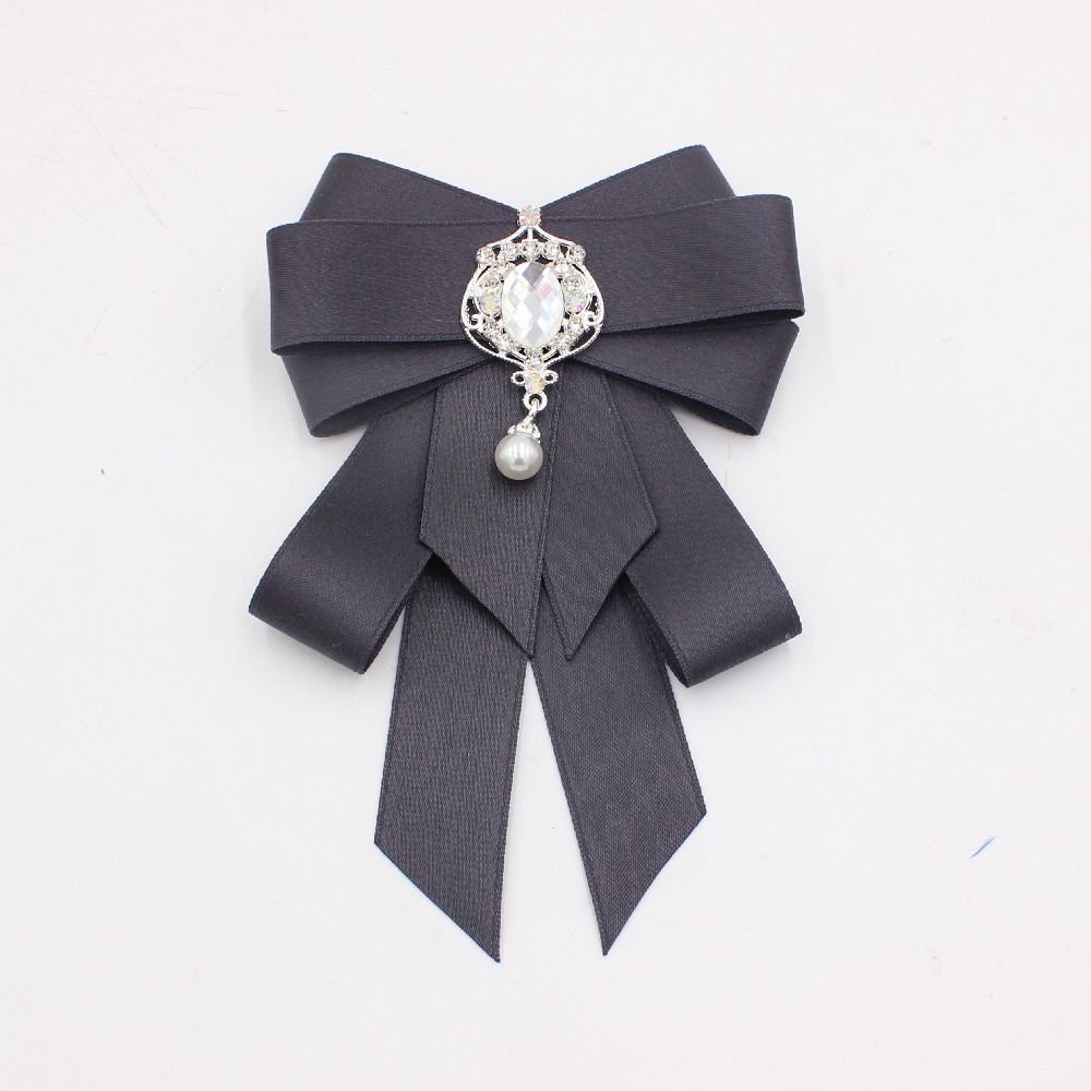 Crystal Bow Tie Rhinestone Ribbon Bow Brooch Fashion Neck Tie  For Men and Women