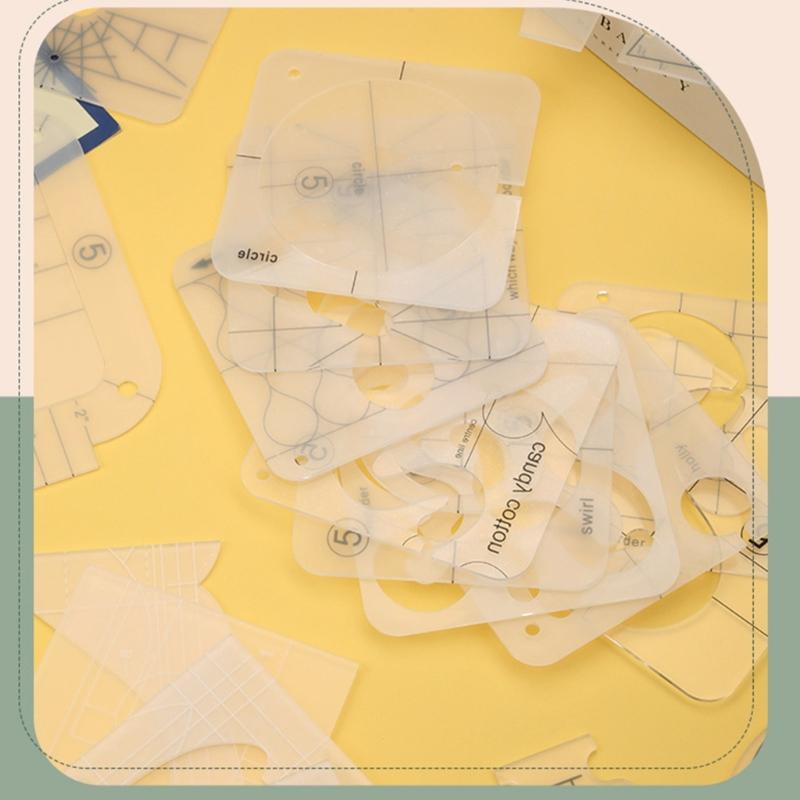 13 Pcs Frees Motion Quilting Template Set Acrylic Ruler Quilting Stencil Sewing Ruler Quilting Ruler for Quilting