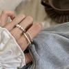BF CLUB 925 Sterling Rings for Women Fashion Geometric Handmade Irregular Heart Double Lines Ring Party Christmas Gift
