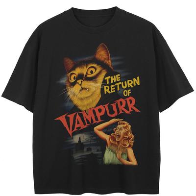 Streetwear Vampurr Graphic Black T-Shirt Cotton Unisex Tops Tees Summer Short Sleeves T Shirt