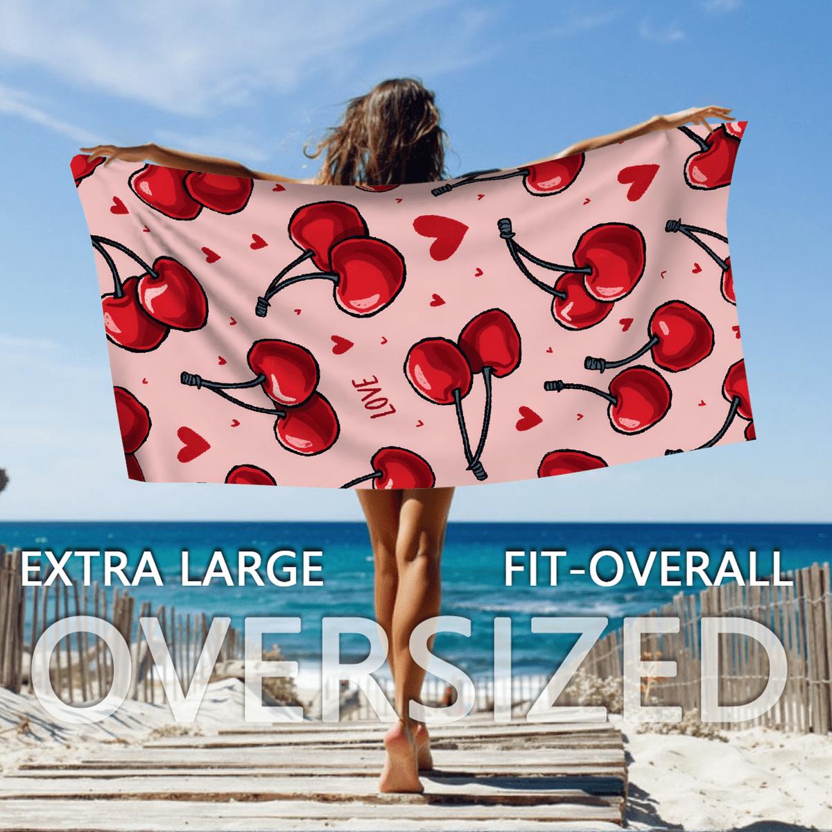 

Cherry Print Skin Friendly Quick Dry Towel, Large Polyester for Surfing Swimming Yoga W30*H60(CM)