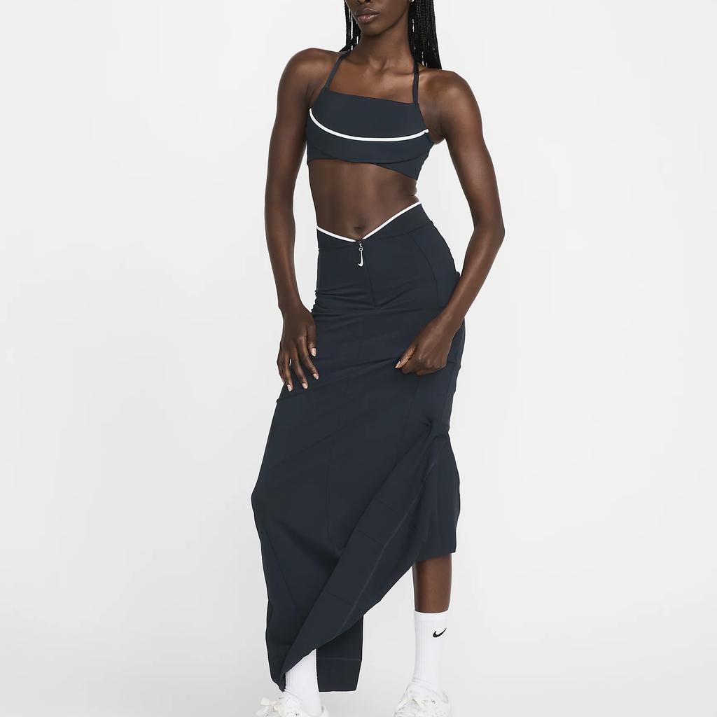 Nike Colaborare X Jacquemus Fustă Maxi Casual Confortabilă Elastică Fuste Femei Negru-Intens-Obsidian Alb FV5675-475
