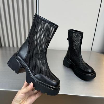 Stivali stile britannico scarpe da donna moda 2025 estate rete sottile alta versatili casual celebrità di internet suola morbida superficie morbida