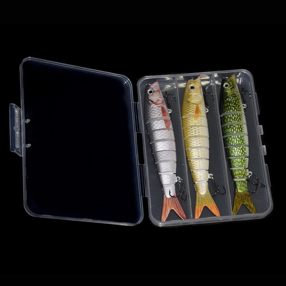 3 Sets Multi-Section Fish Artificial Hard Bait Crank Lure Loach Luya Simulation Bionic Beak Bait Hooks Stainless Steel Boxed