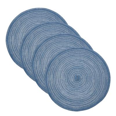 Uxcell 4-Piece Round Braided Place Cushions, 15", Braidable, Heat-Resistant, for Kitchen/Dining Table Countertops, Blue