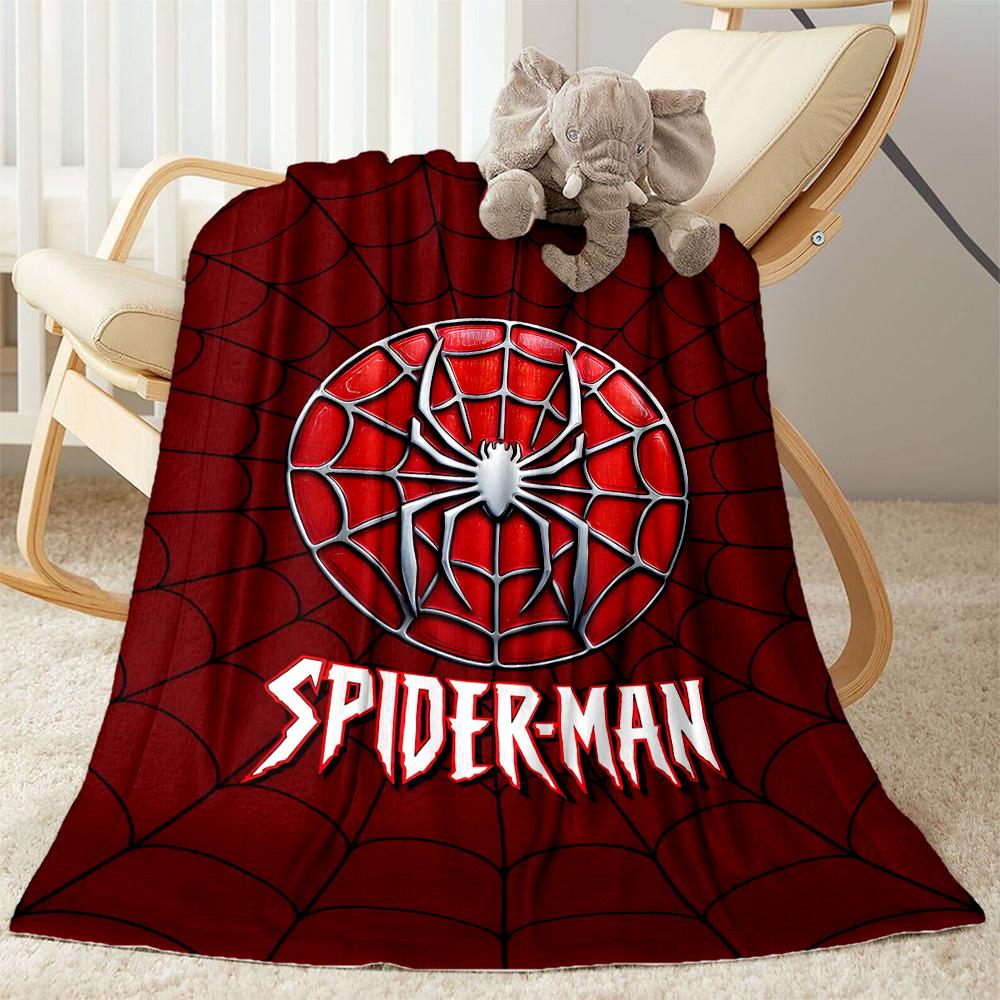 Black Spider On Red Background Flannel Blanket-Soft and Suitable for Sofas,Beds,Offices,Travel,All Seasons,Great Gift for Holidays and Birthdays.