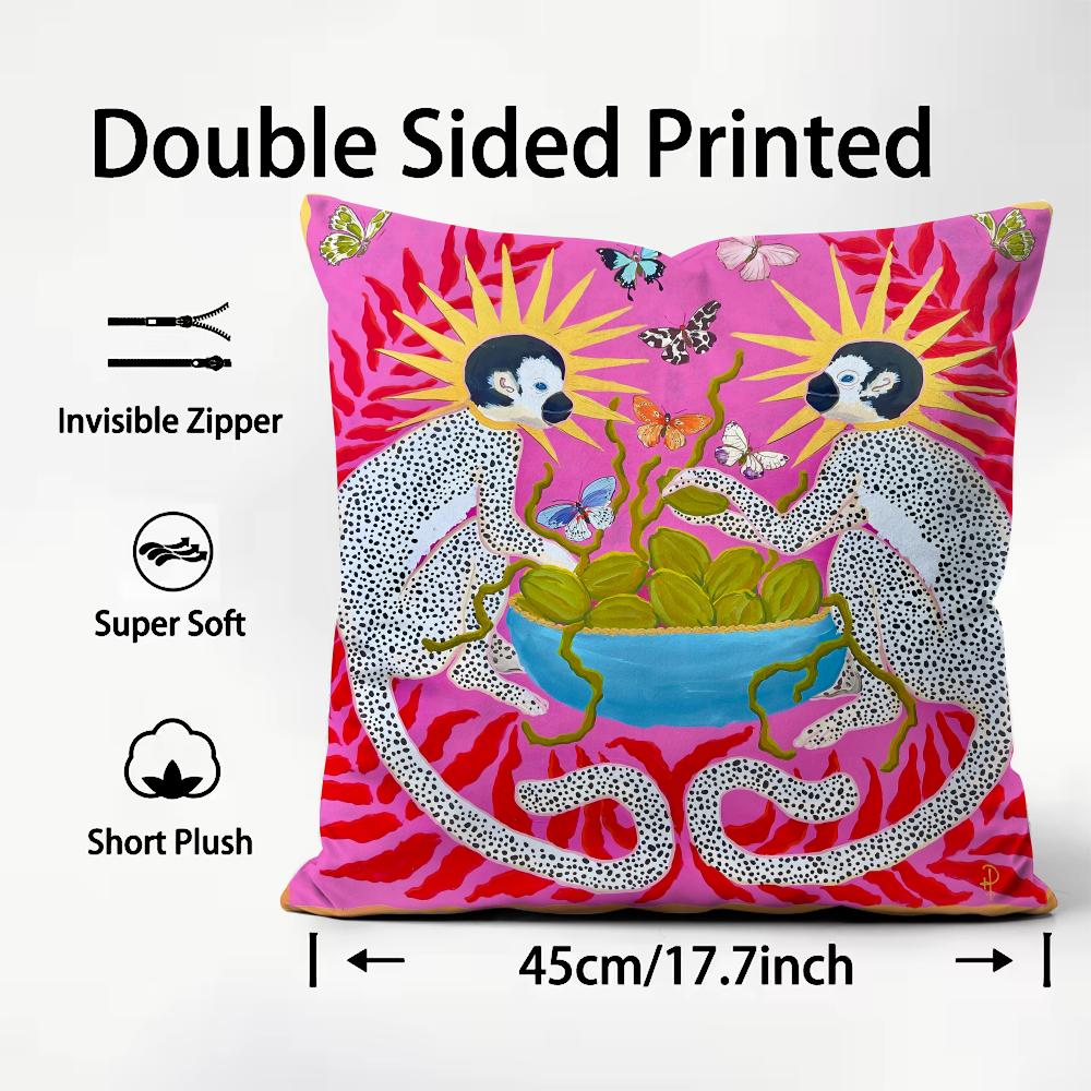 P-Paige G-Gemmel M-Monkey Cushion Cover Home & Car Dual-Scene Pillow Cover: Reversible For Premium Comfort