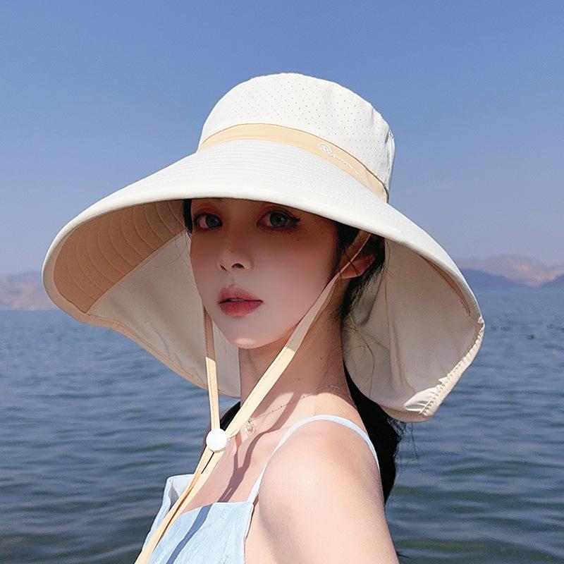 Summer Breathable Shawl Neck Protection Bucket Hat Outdoor Large Brim Sun Protection Hat Mountain Riding UV Protection Sun Hat