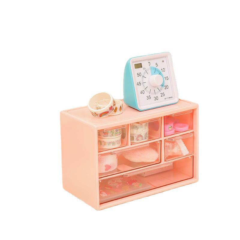 "Stylish Dustproof Storage Box – 6 Compartments for Dorm Desk, Stationery, Jewelry, and More"