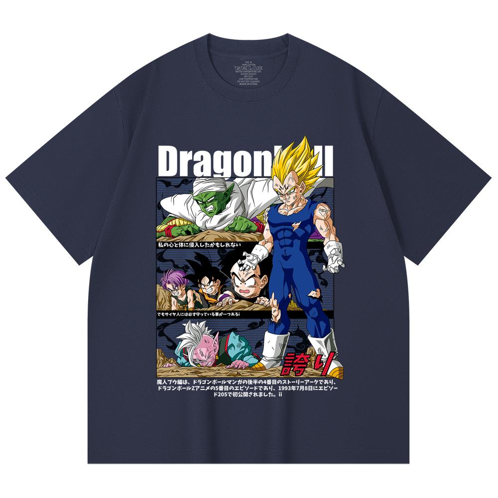 230 Gsm 100% Cotton Dragon Ball V6 Majin Vegeta Print Unisex Heavy Cotton T Shirt