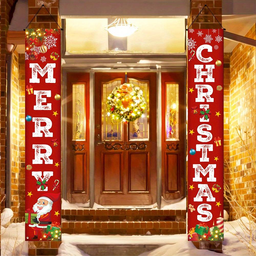 Merry Christmas Porch Sign Carnival Polyester Indoor Outdoor Decor