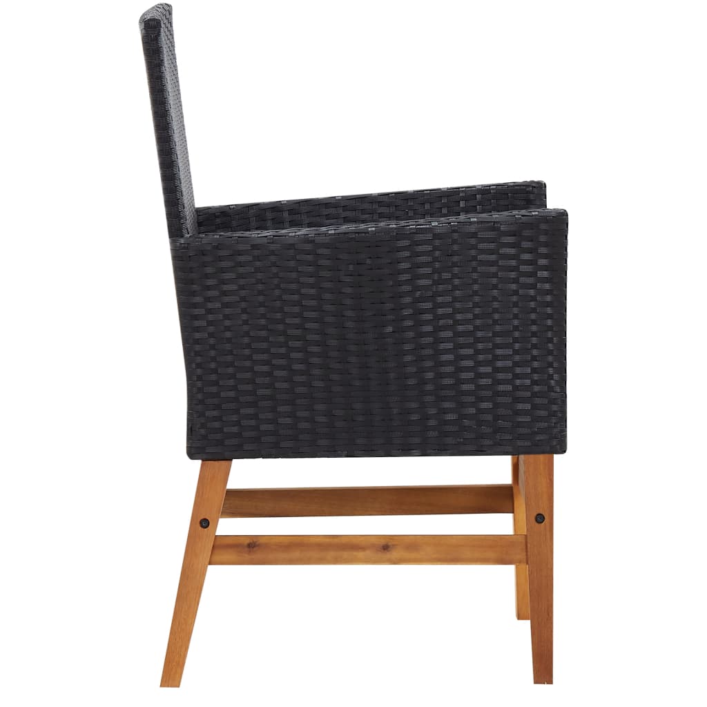 9 piece Garden Dining Set PE Rattan and Acacia Wood Black