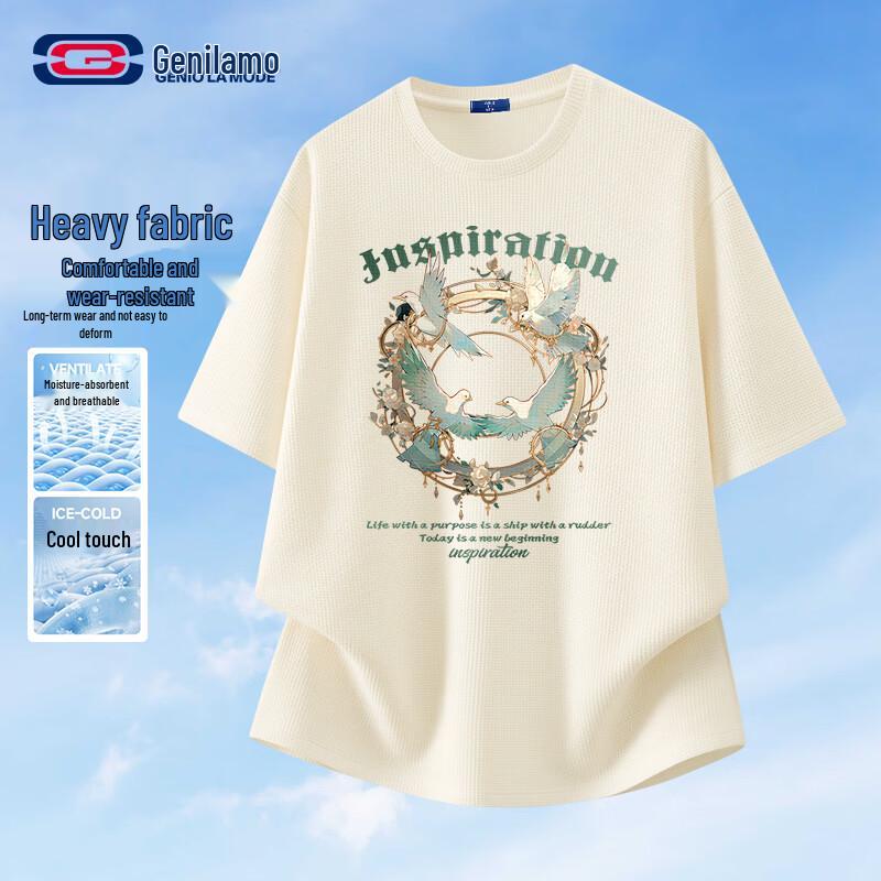 GENIOLAMODE Men s Heavy Waffle Short Sleeve T-Shirt XL