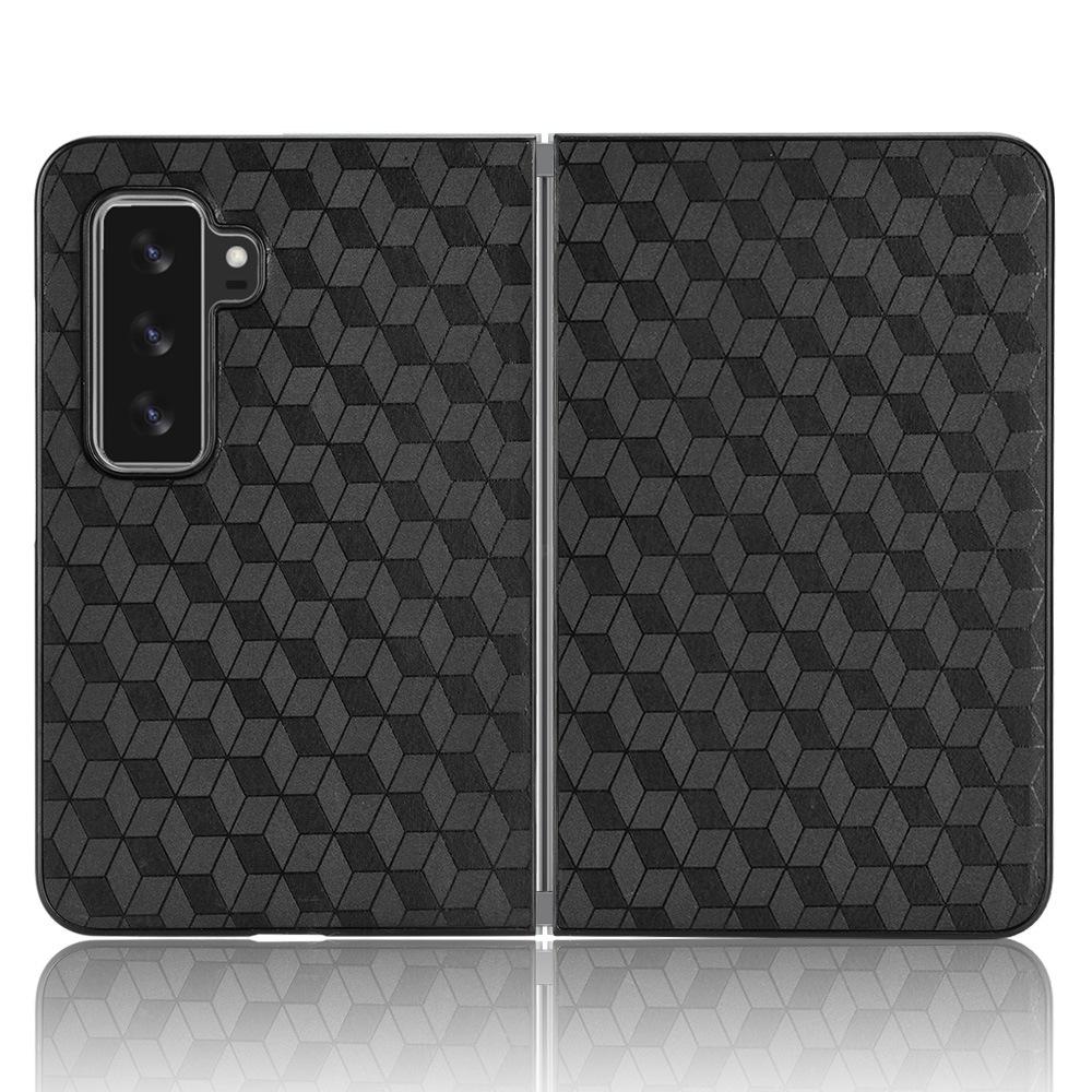 

For Microsoft Surface Duo 2 PU Leather Coated PC Cover Rhombus Imprinted Anti-scratch Protective Phone Case Silver