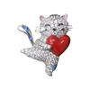 Cats Shaped Brooch Featuring Heart Detail Sturdy Alloy Craftsmanship Stylish Wearable Jewelry Pieces