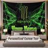 Custom Name Text Tapestry Monster Energy Personalized Polyester Wall Tapestry For Bedroom And Room