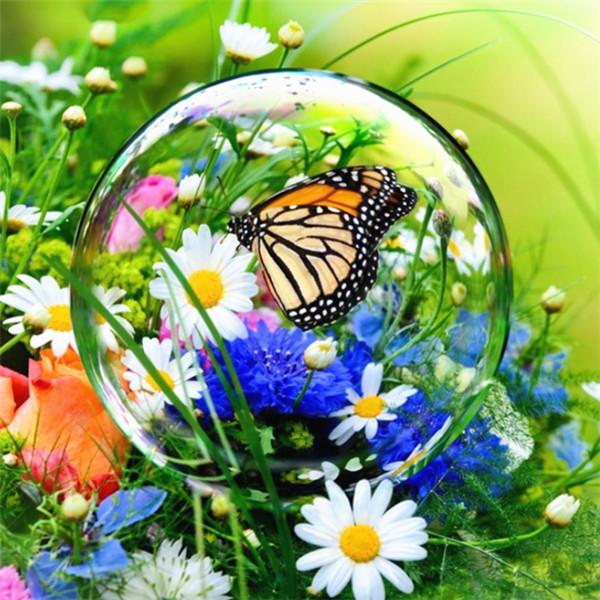 Diamond Mosaic Embroidery Bubble River Diamond Painting Full Square/Round Butterfly Landscape Wall Art
