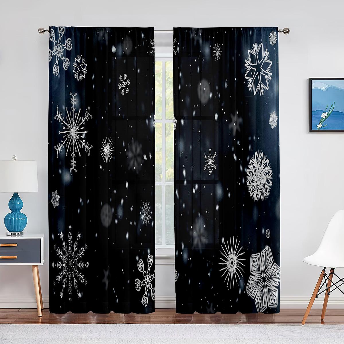 Снежинка Рождественская красная прозрачная занавеска для украшения гостиной Современная — фото 3