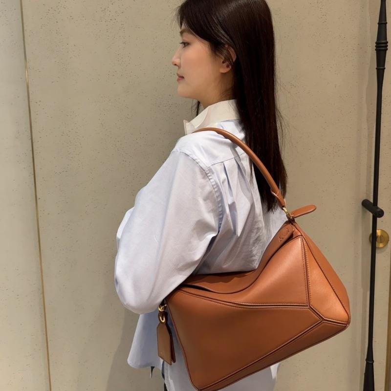 Long Handle Splicing Geometric Bag Fashionable Versatile Hand Carry Shoulder Messenger Bag