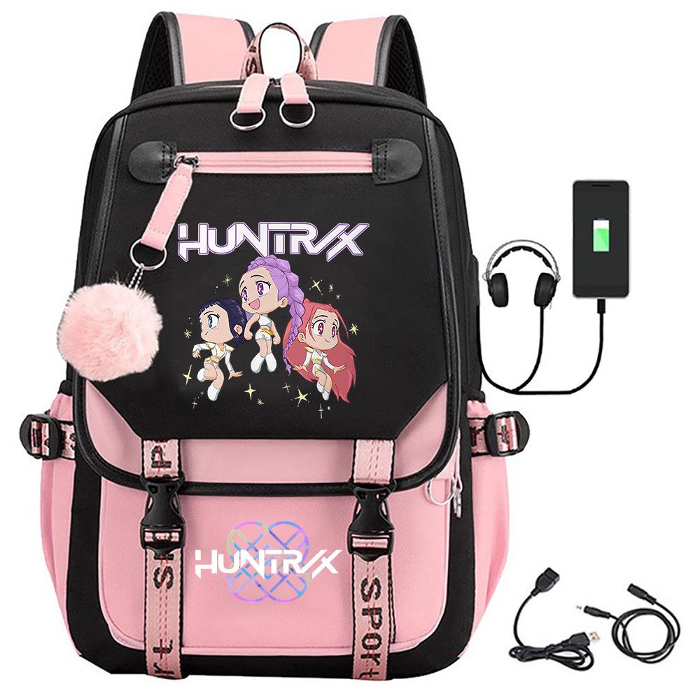 K-pop Demon Hunter Girl Group Backpack with Pompom - School and Campus Edition