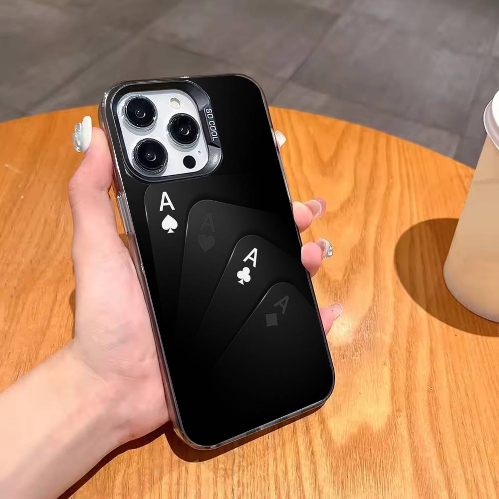 D-Dark P-Poker Play Phone Case For iPhone 17,16,15,14,13,12,11 Plus,Pro Max,XS,Colorful Silver Black Cover iPhone17PRO