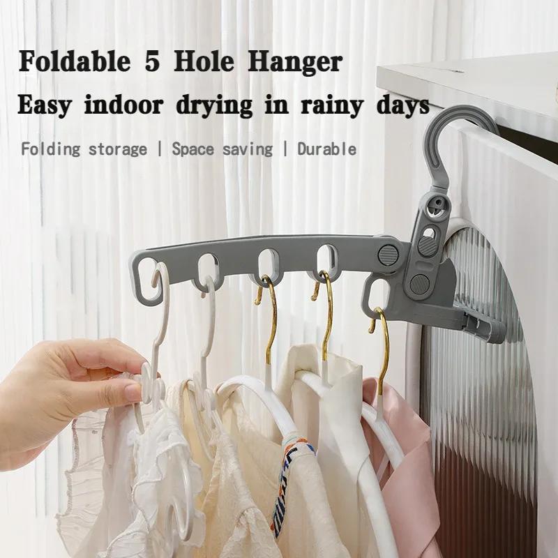 Easy Hold foldable travel hanger Best folding clothes drying rack Travel hangers hanging rack with 5 holes for hotel camping travel