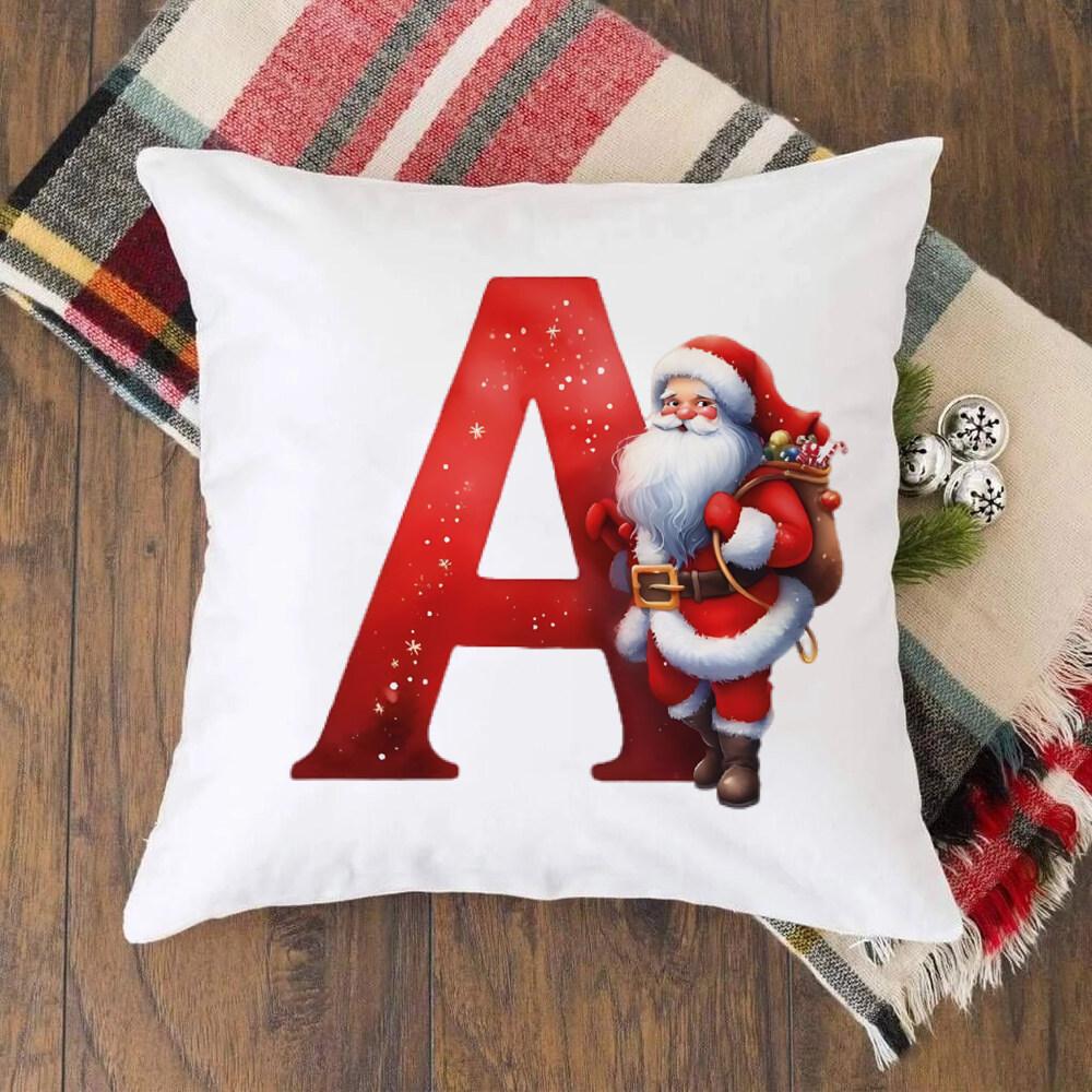 Наволочка с рисунком 26 букв и Санта-Клауса на Рождество, новогодняя вечеринка, наволочка для дивана, наволочка для спальни для мальчиков и девочек