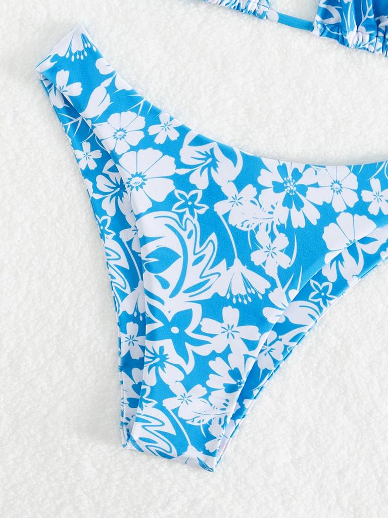 2024 Sexy Bikiny s trojúhelníkovým potiskem: Přeshraniční evropský a americký styl se zavazovacím designem