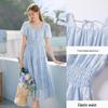 Xiangying Women's Floral Print Square Neck Midi Dress