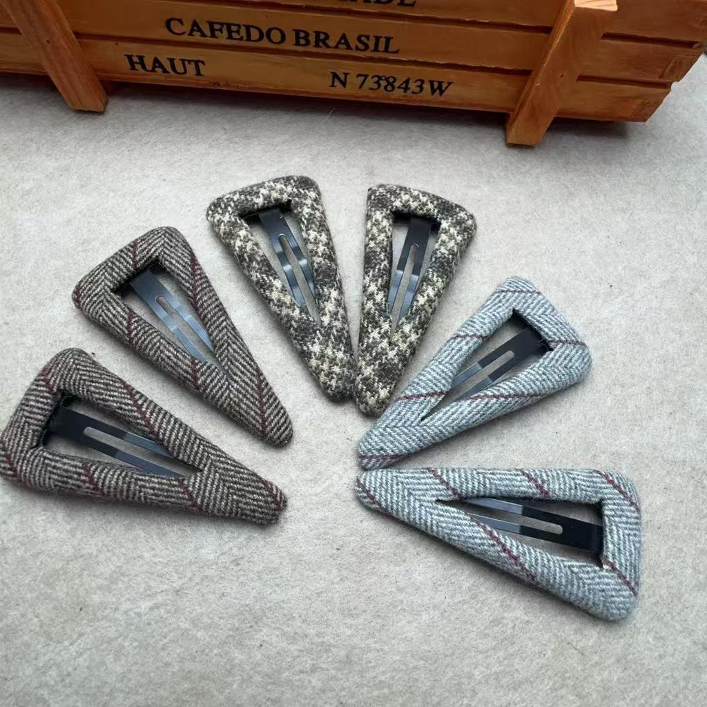Elegant Coffee Plaid Hair Clip for Early Autumn – Korean Style BB Bangs Clip