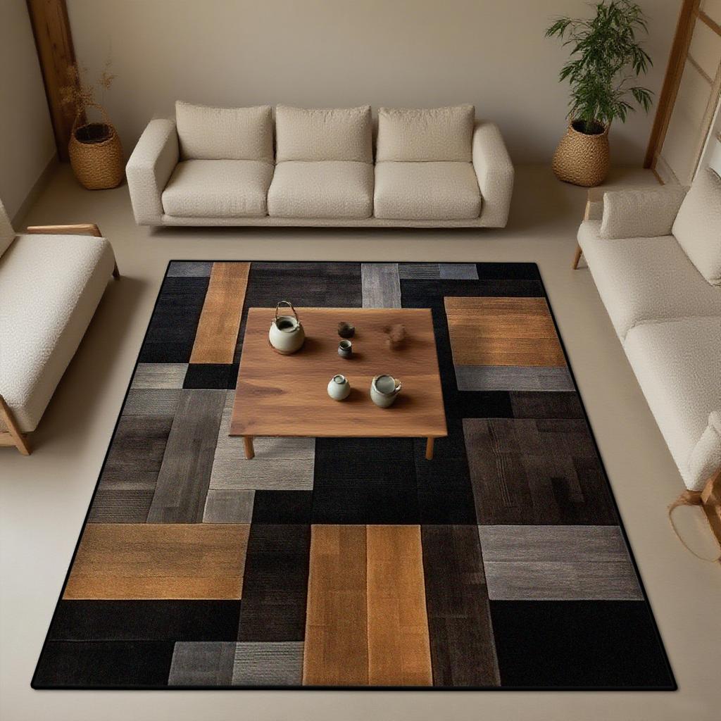 Moderner rechteckiger Wohnzimmerteppich Geometrische Dekoration Arbeitszimmer Schlafzimmer Dekor Rutschfeste Bodenmatten Leicht zu reinigen Eingangstürmatte