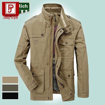 Heren Plus Size Katoen Opstaande Kraag Casual Jas - Lente/Herfst