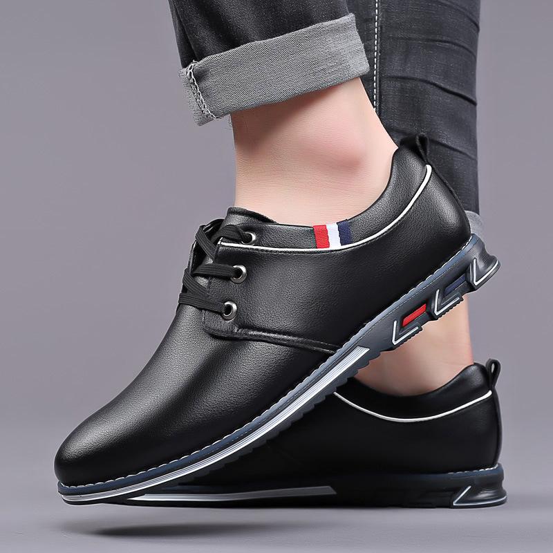 Мужская кожаная обувь. Мужская модная удобная обувь на платформе. Уличная легкая мужская — фото 6