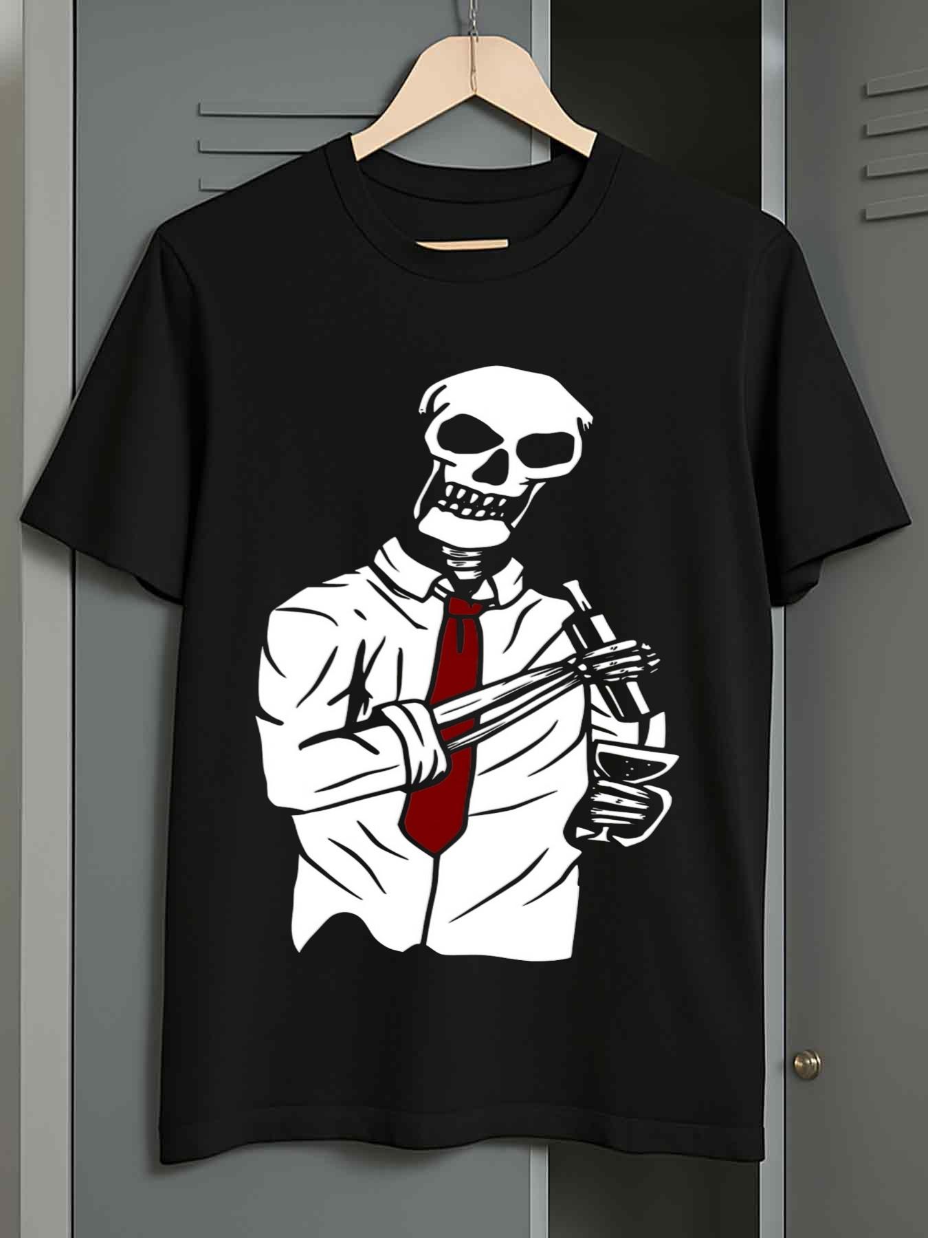 Men s T-Shirt Y2K 1pc Nurse Skeleton Black M