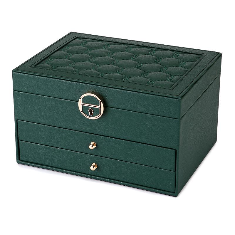 Luxury Layered Leather Jewelry Box - Large Capacity, Multi-Drawer Storage for Necklaces and Earrings