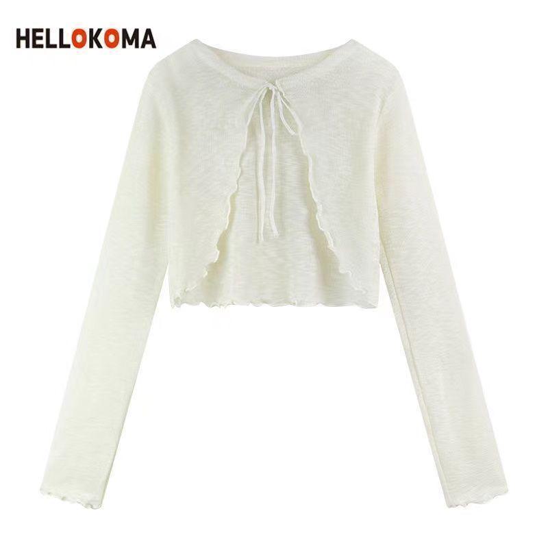 Cardigan Curto de Malha de Seda Gelada Feminino com Saia Camisola e Xale Pequeno - Proteção Solar Leve de Verão