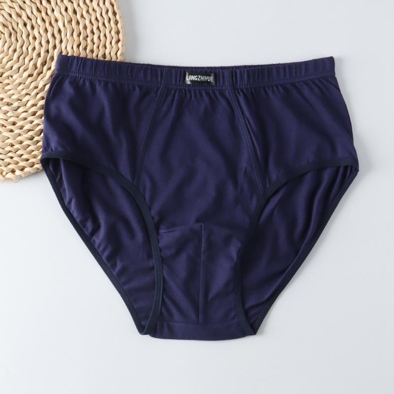 

Мужские трусы-слипы больших размеров из 100% хлопка с высокой талией - Свободное белье с глубоким вырезом для мужчин среднего и пожилого возраста 5XL (Recommended 165-180 jin) темно-синий