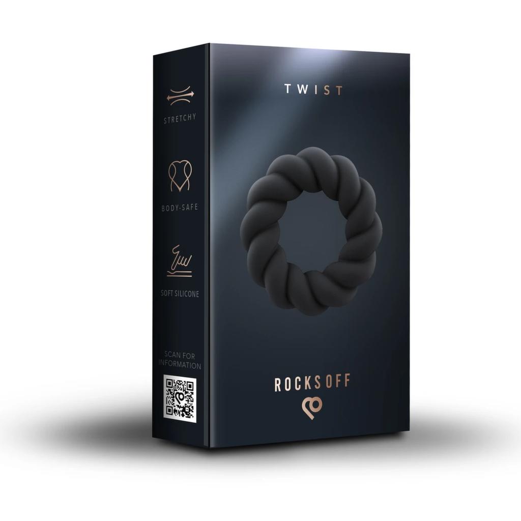 Rocks-Off - Liquid Silicone Twist Penis Ring Black