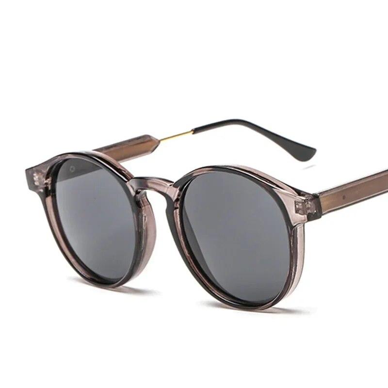 Retro Yuvarlak Güneş Gözlüğü Kadın Erkek Marka Tasarım Şeffaf Kadın güneş gözlüğü Erkekler Oculos De Sol Feminino Lunette Soleil