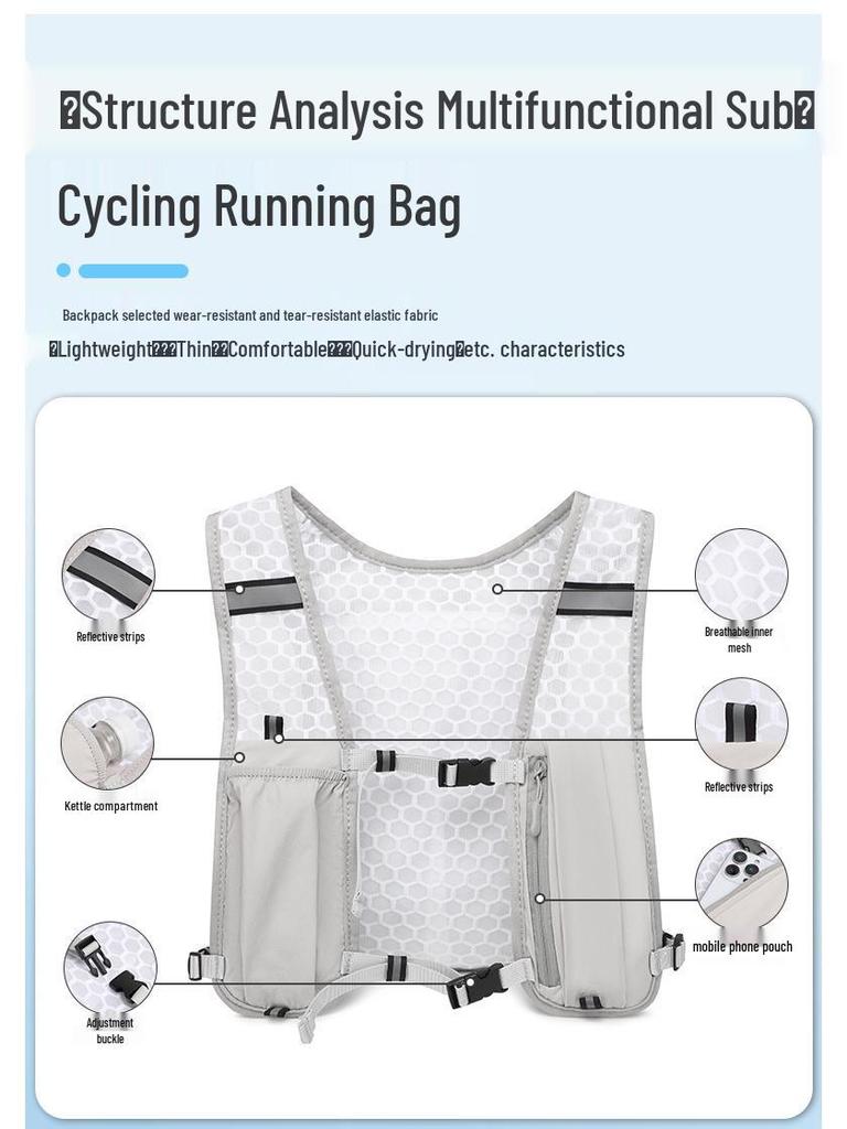 Gilet Leggero per Sport all'Aperto: Zaino da Arrampicata, Corsa, Ciclismo ed Escursionismo con Tasca per Telefono e Portaborraccia