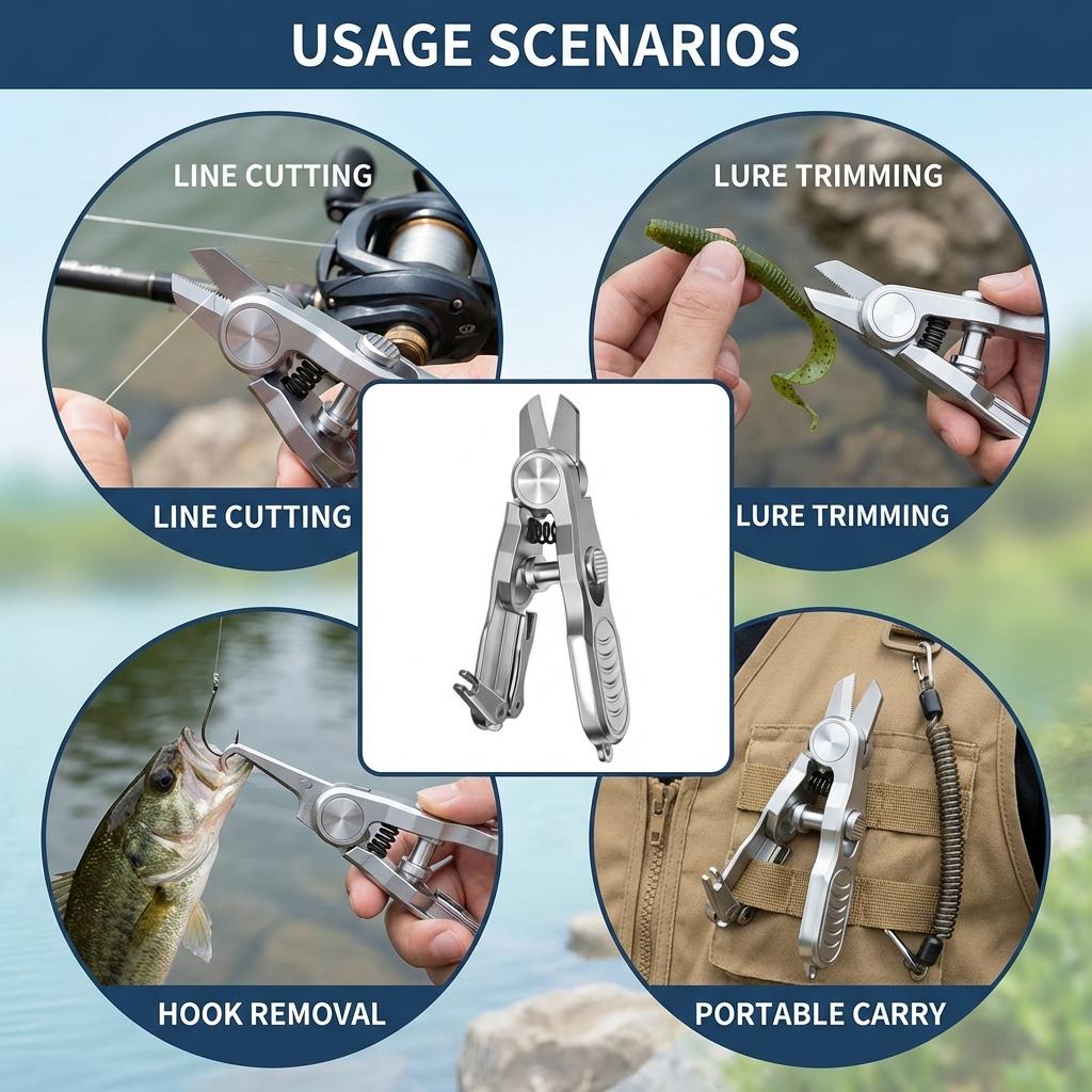 3 In 1 Fishing Scissors Multifunctional Stainless Steel Scissors Outdoor Portable Fishing Lines Cutter Fishing Hook Remover