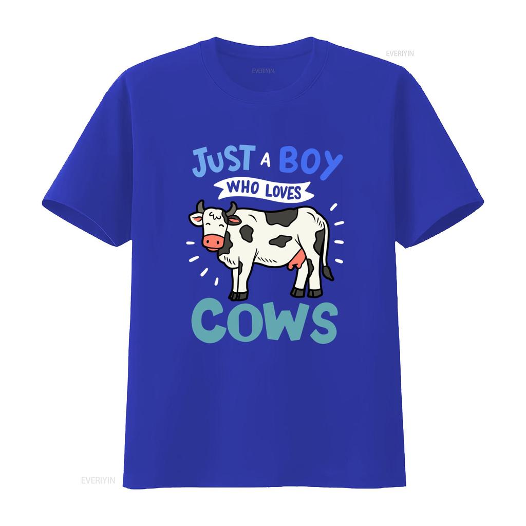 Cow Just A Boy Who Loves Cows T Shirt For Lovers Print Vintage Washed Versatile Slightly Casual Breathable Stretched