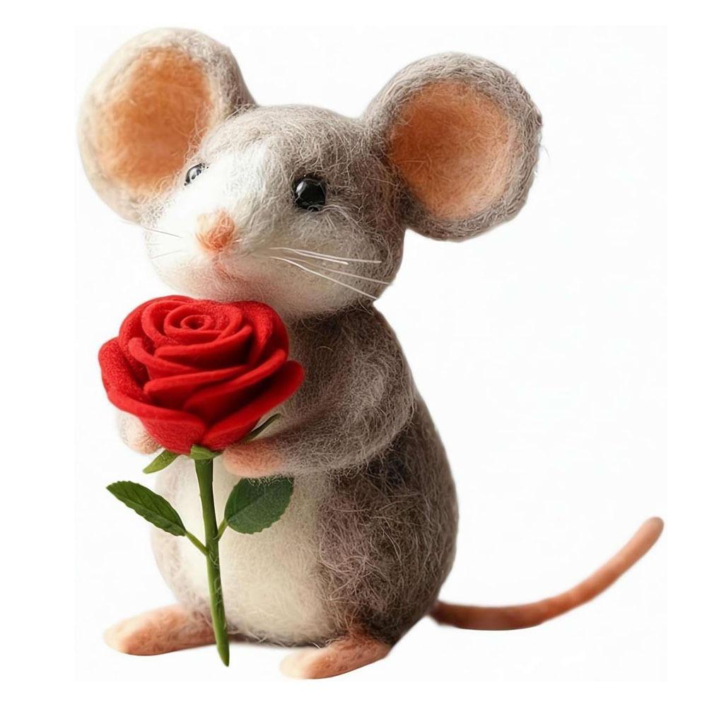 Craft Needle Felting Supply Needle Felted Mouse Handmade Figurine Gifts Mouse Collectible Cute Mouse Mouse Animal Figurine