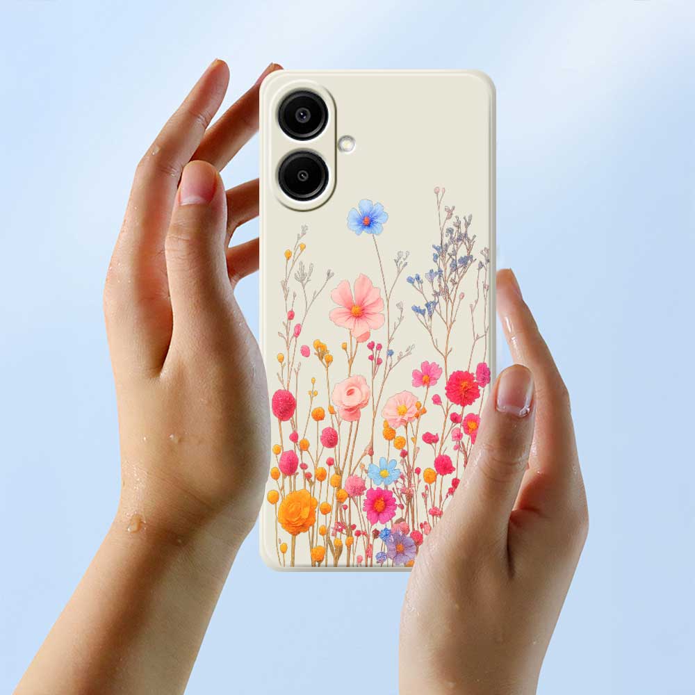 For Samsung Galaxy A07 4G Case Flower Branches Pattern Printing Straight Edge TPU Phone Back Cover