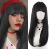 Women's Wig Lolita Synthetic Long Straight Black Brown Fake False Hair Natural Cosplay Wigs With Bangs High Temperture