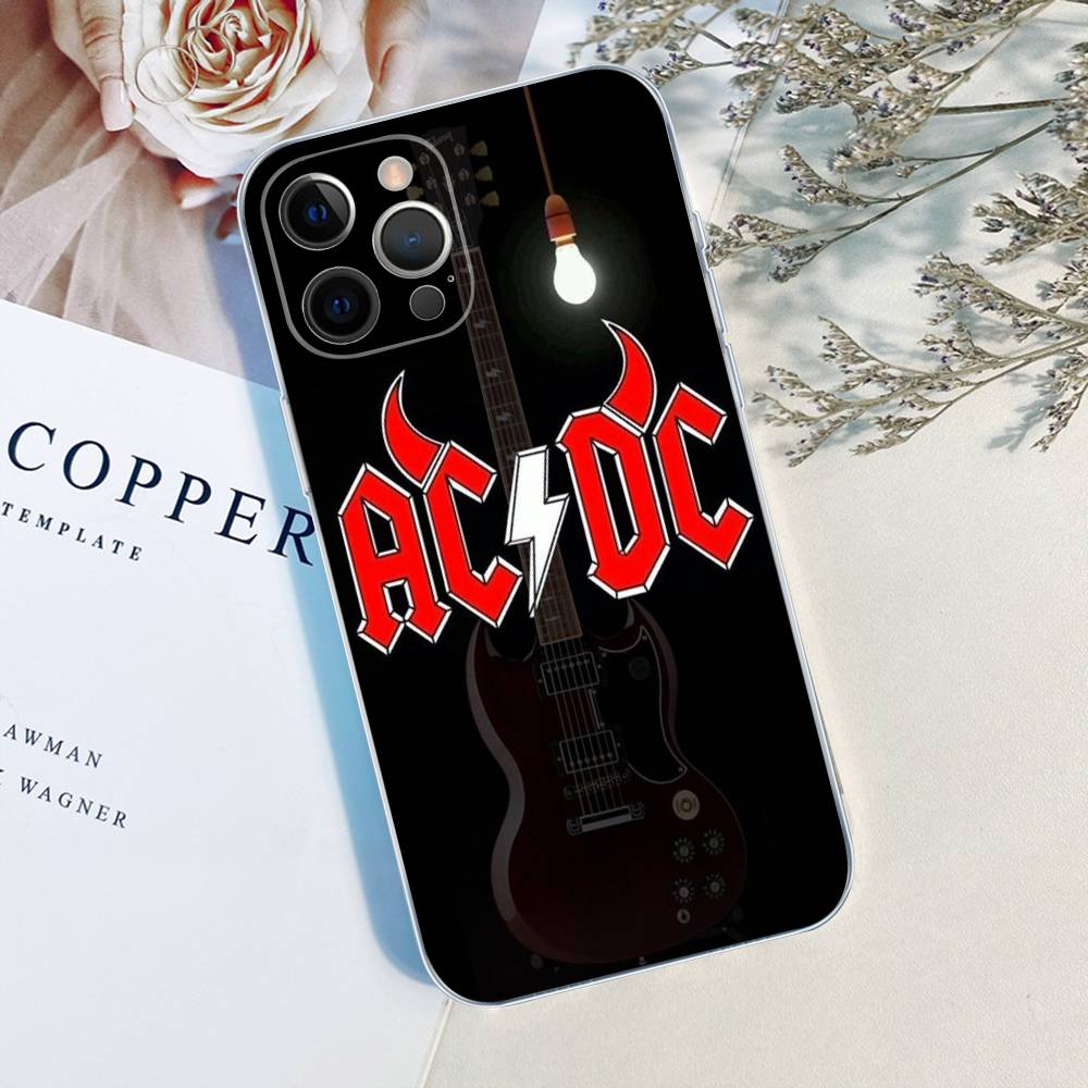 Custodia in TPU Trasparente AC Back In Black DC per iPhone 17 11 12 13 14 15 16 Pro Max 16 Plus Cover
