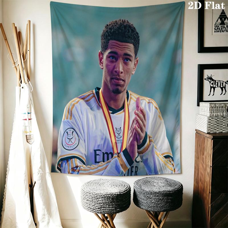 Jude Bellingham Wall Tapestry Aesthetic Wall Hanging Printed Fabric Blanket Decorative Tapestries for Bedroom Living Room Home Decor