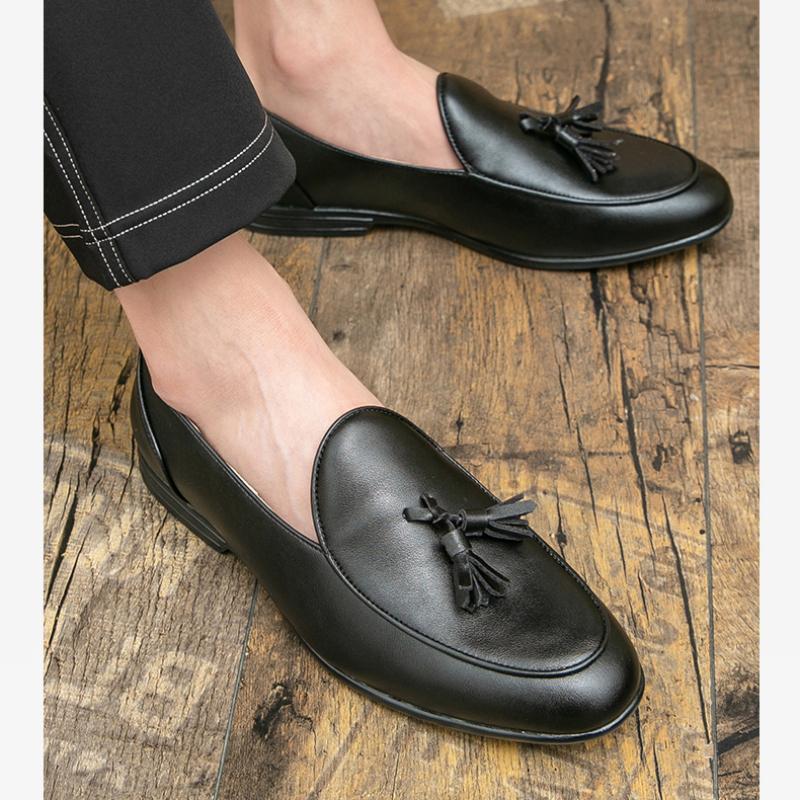 Fashion Men's Loafers Casual Leather Shoes Tassel Slip On Driving Flats Dress Shoes