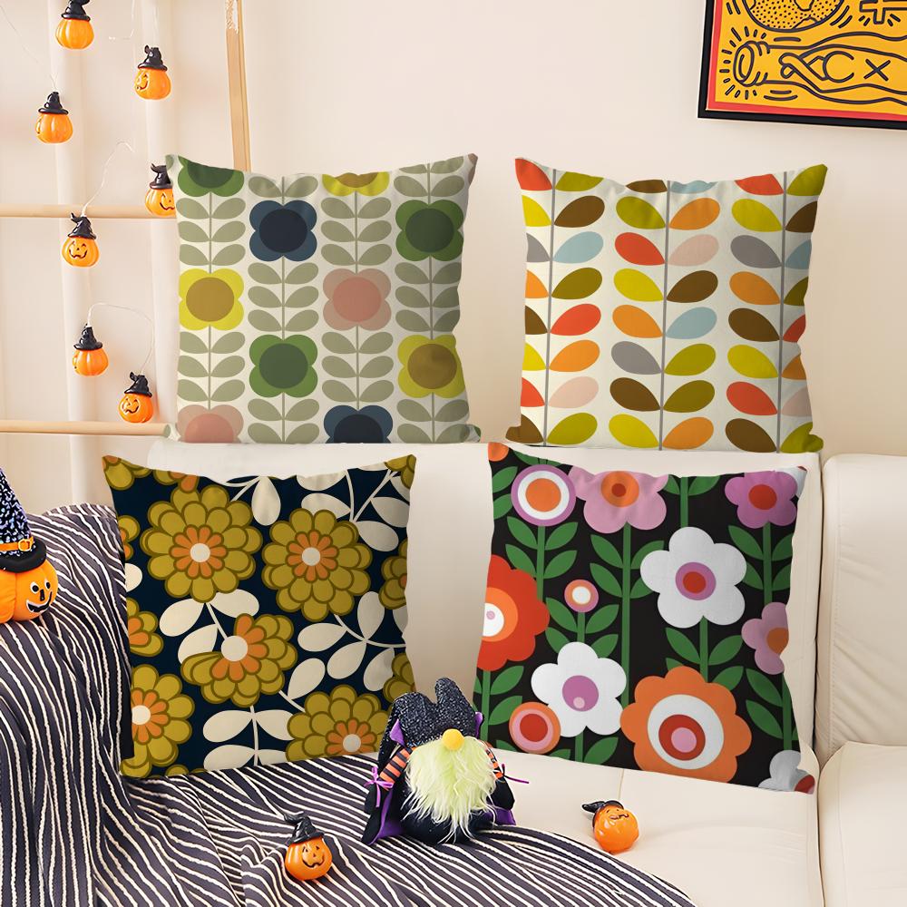 Federa Cuscino Fiore Stile Retrò Orla Kiely Comfort Divano Letto Seta Elegante Cerniera Invisibile Copricuscino Decorativo