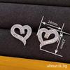 Love heart-shaped light luxury stud earrings for women, princess elegant lady jewelry hollowed out